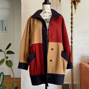 Vintage block color wool coat.